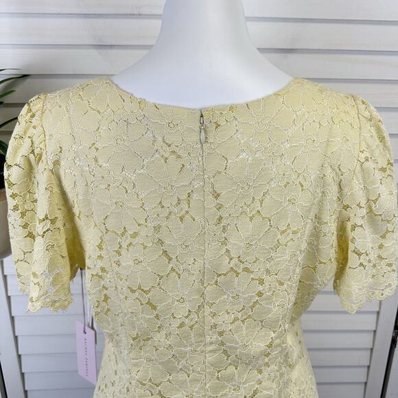 New Rachel Parcell Yellow Clover Lace Blouse Top Short Flutter Sleeve Size‎ L - Picture 7 of 11